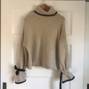 Zara sweater with tie sleeve detail